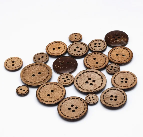 Natural Coconut Shell Buttons for Kids Clothing Handmade DIY Two Or Four Eyes Spot-on