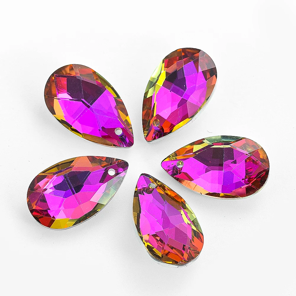 10pc 22mm Rainbow Tear Drop Shape Crystal Beads Faceted Prism Water Drop Glass Beads for Jewelry Making DIY Pendant Decoration