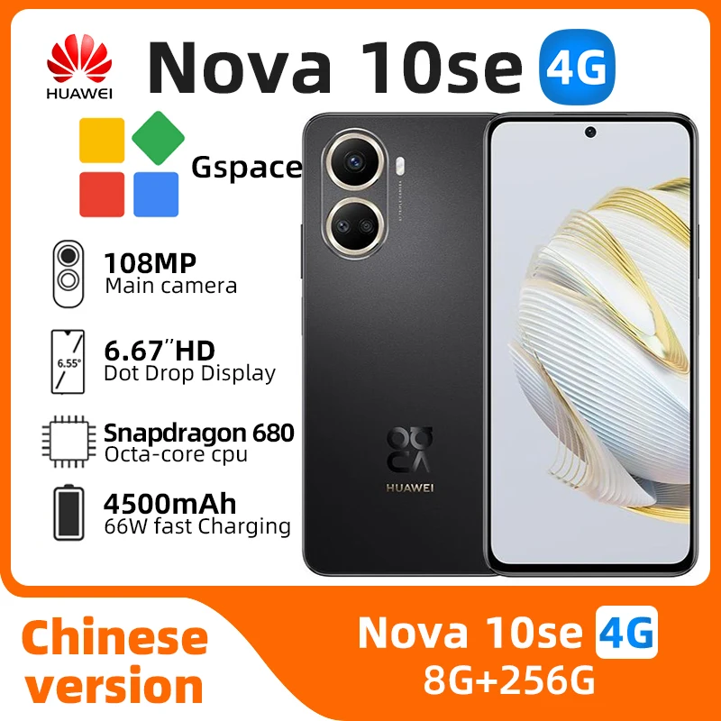 HUAWEI nova 10 SE 4g Smartphone 6.67 inch SuperCharge 66W 4500mAh Mobile phones 108MP Camera CPU Qualcomm  680 Original used pho