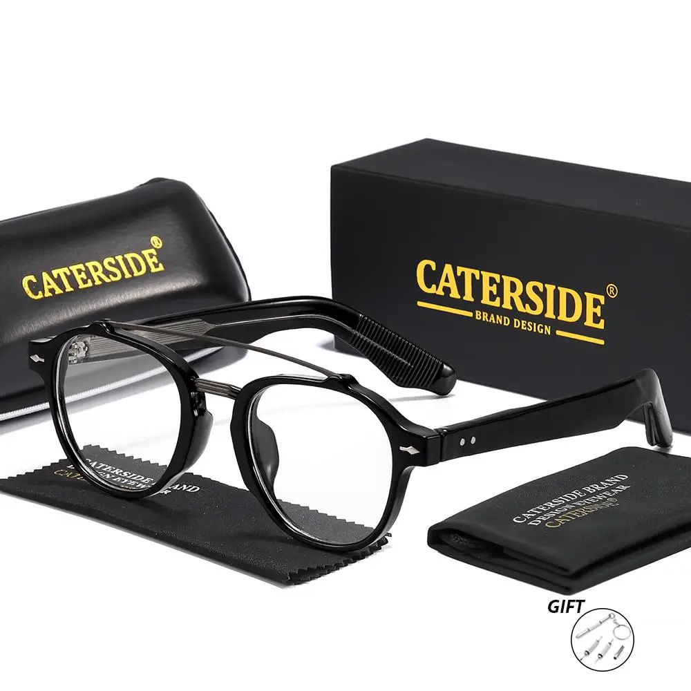 CATERSIDE Herren-Pilotenbrillen mit individuell angepassten runden Gläsern, verschreibungspflichtige Brillen für Damen, Myopie- und Hyperopie-Brillen – Detail 9