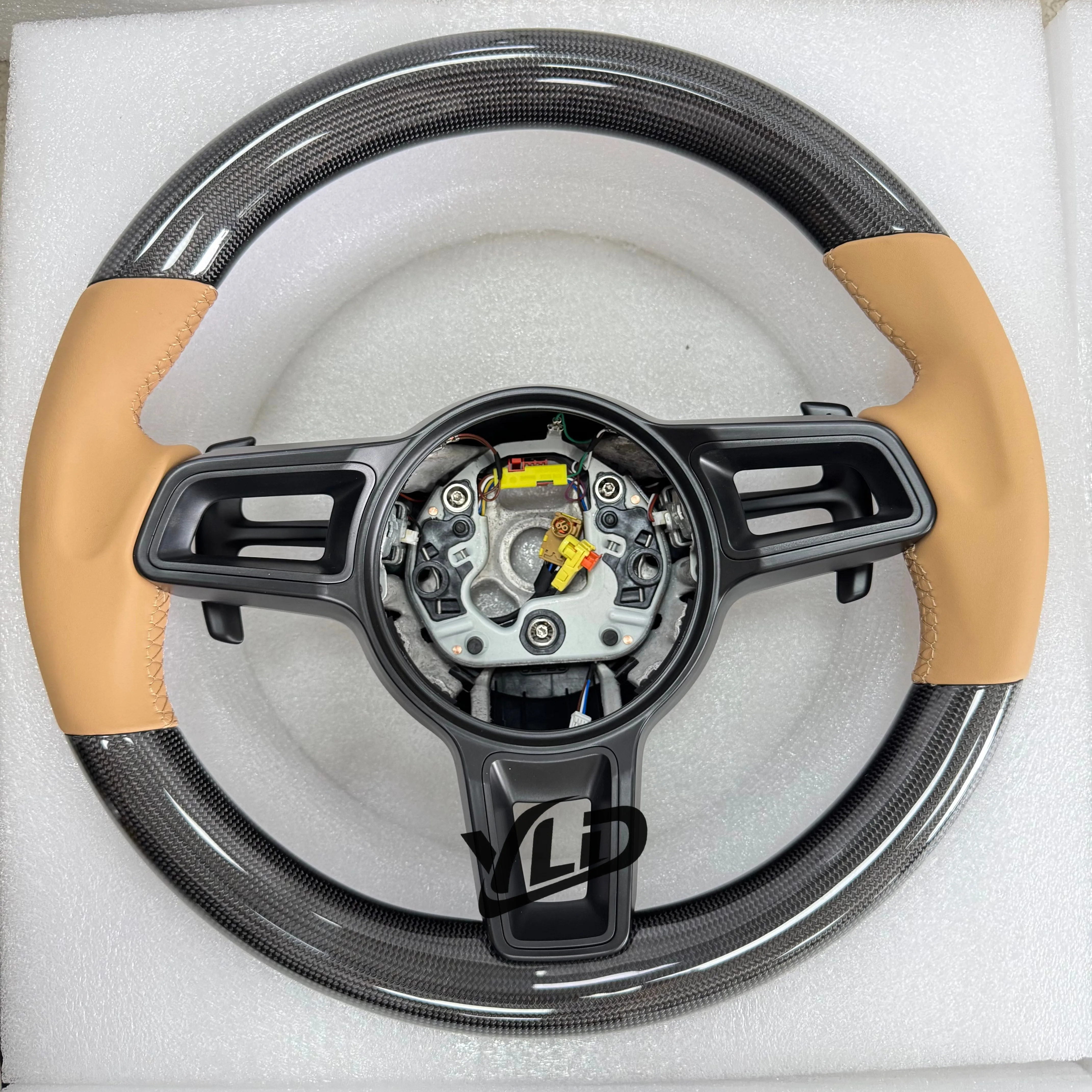 YLD Carbon Fiber Car Steering Wheel for  Panamera Cayenne Macan 718 Cayman Taycan 918 911 Boxster Carrera 981 958 957 997