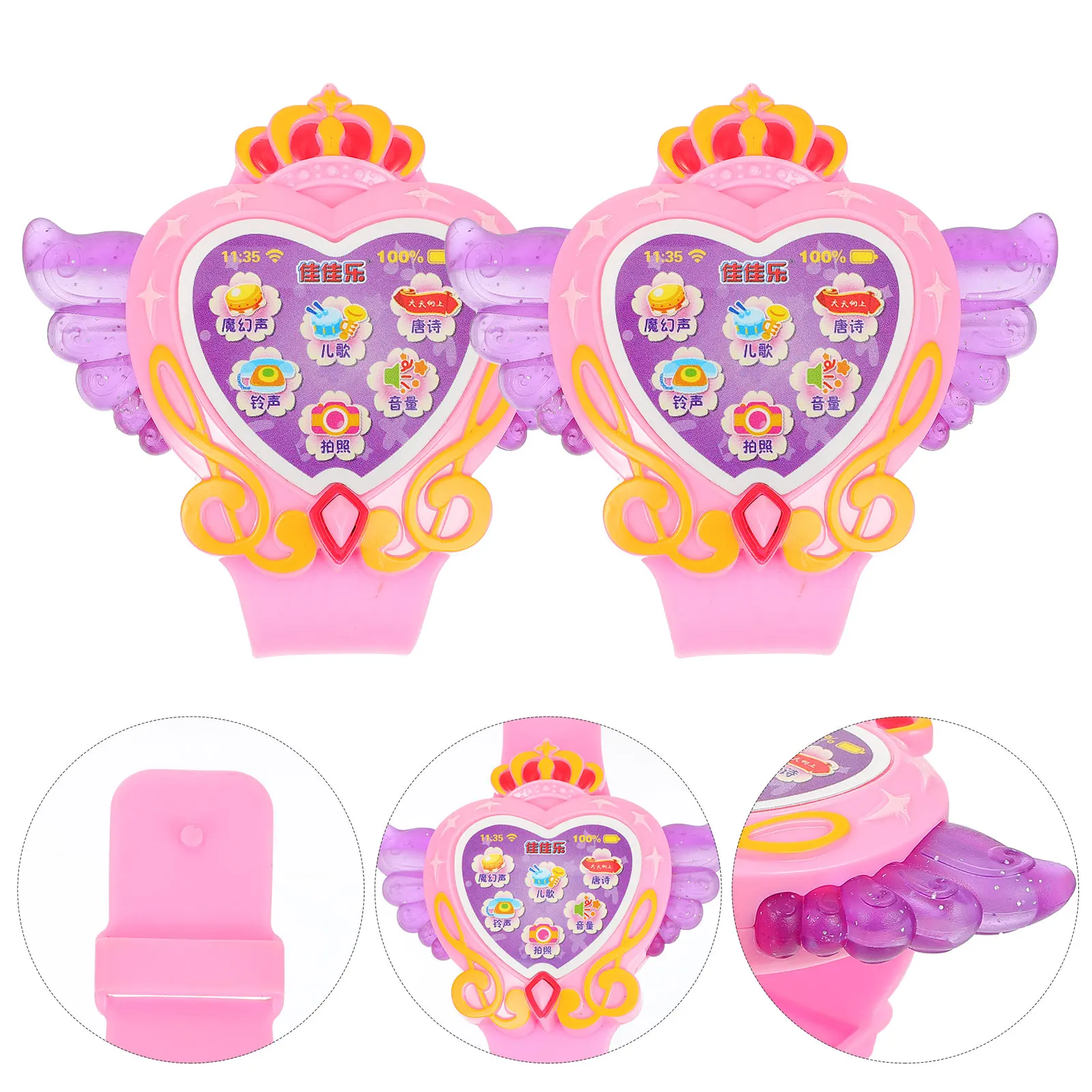 

2Pcs Kids Watch Adjustable Glitter Music Baby Girl Puzzle Cool Children Quartz Wristwatch Smart Watches For Kids Plastic Toy