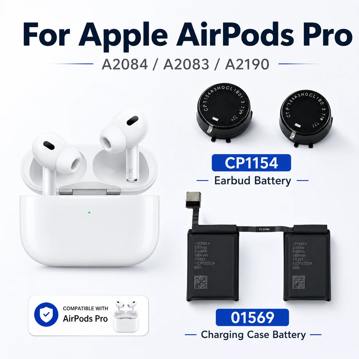 

CP1154 3.7V 43mAh Battery for Apple AirPods Pro 1st Gen A2084 A2083 Left Right Earbud Repair Parts