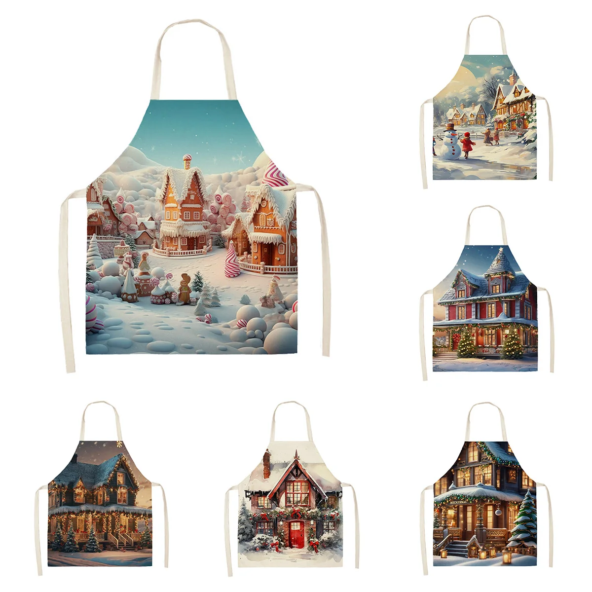 Women's kitchen apron Linen man Children's Big size Child girl Waterproof funny Half Work Coffee simple Merry Christmas winter