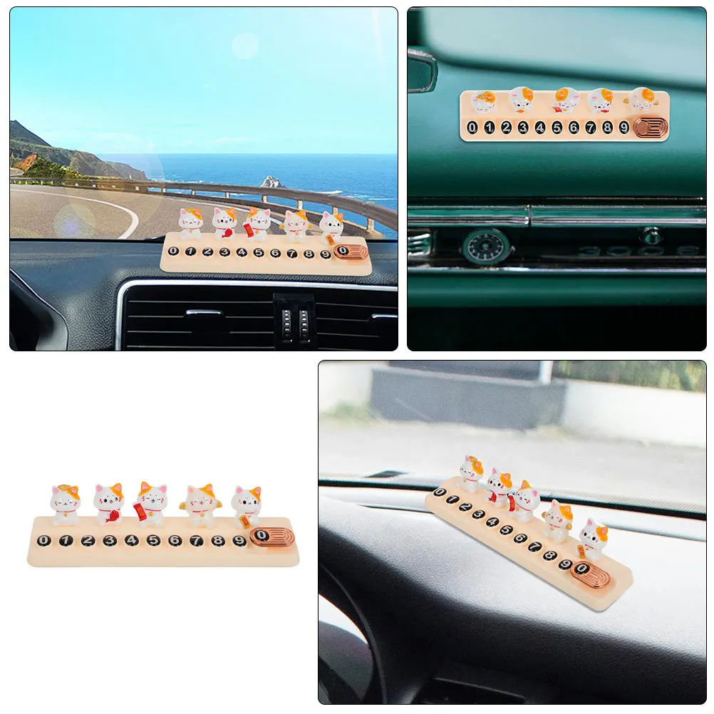 

2Pcs Automobile Parking Card Plate Cute Lucky Cat Temporary Number Holder for Car Interior Display Mobile Phone Number Safely