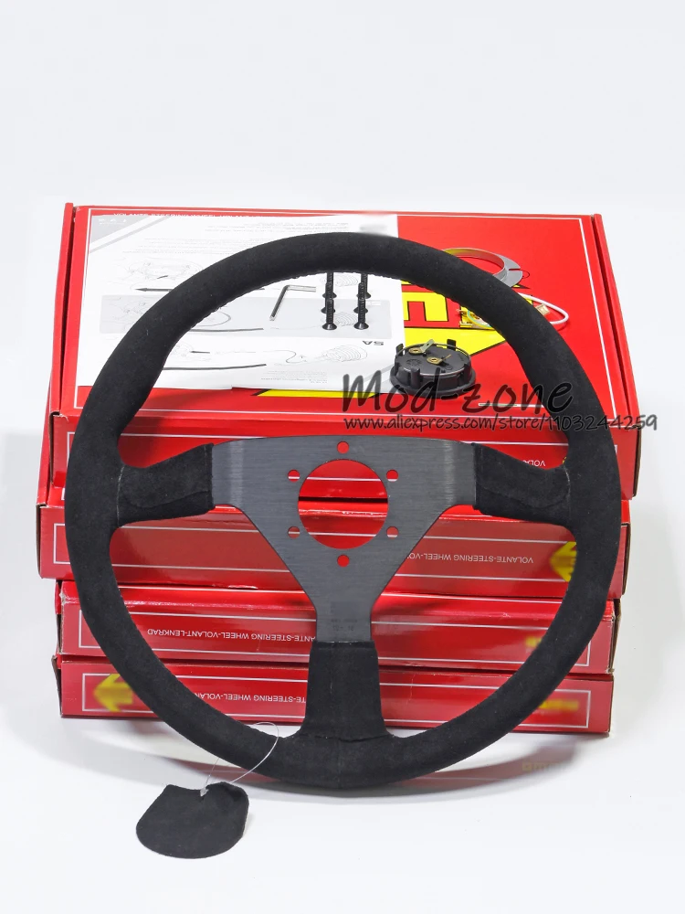 Very Tight Suede Leather 14 Inch 350MM Strong Spoke Volante Steering Wheel