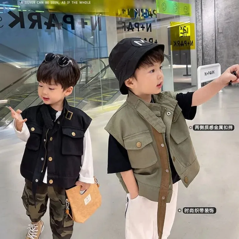 

Boys' vest Spring and Autumn new Korean version children's casual handsome workwear jacket