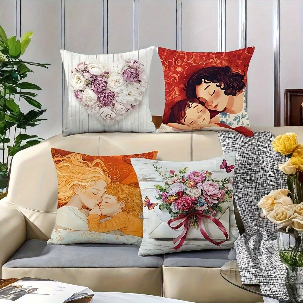 

Теплый семейный комплект наволочек «Любовь», декоративный чехол для подушки с цветочным сердечком и рисунком для матери и ребенка для домашнего дивана, спальни
