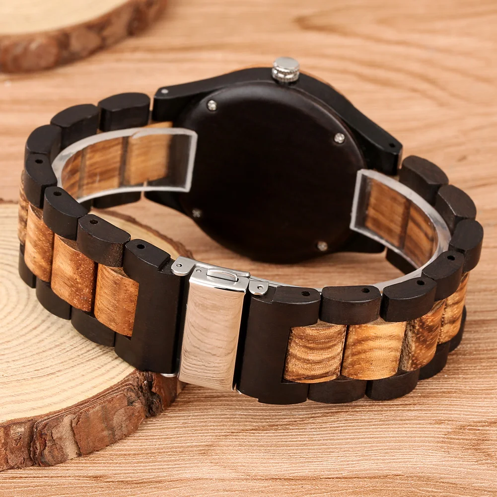 Frauen Holz Uhren Skala Arabischen Ziffern Zebra Holz Armbanduhr Klapp Verschluss Leben Baum Muster Zifferblatt Holz Uhr für Frauen