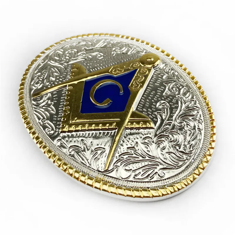 Masonic belt buckle two-tone plated casual belt buckle
