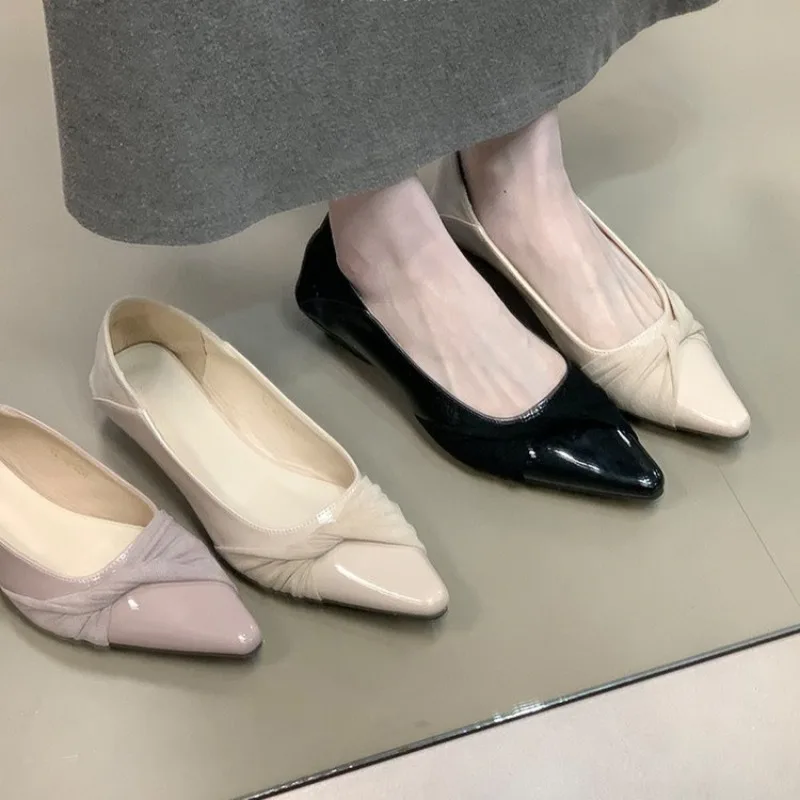 

Gentle Wind Heightened Single Shoes Women's Pointed Toe Shallow Mouth Slip-on Mary Jane Shoes