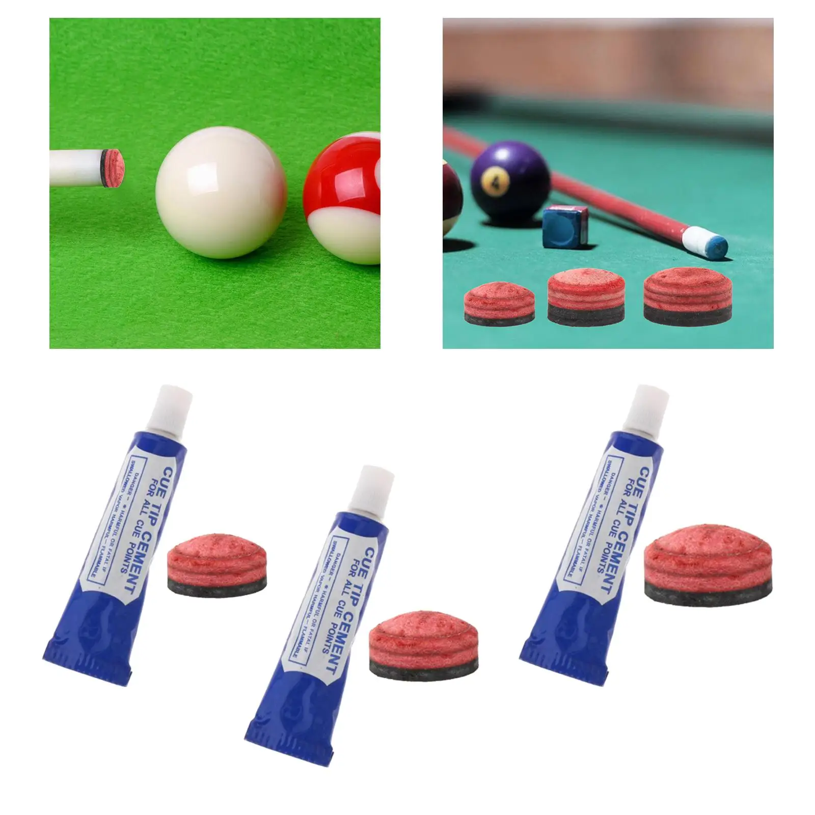 

Pool Cue Tip with Glue Pool Stick Tip for Pool Cue Billiards Indoor Game
