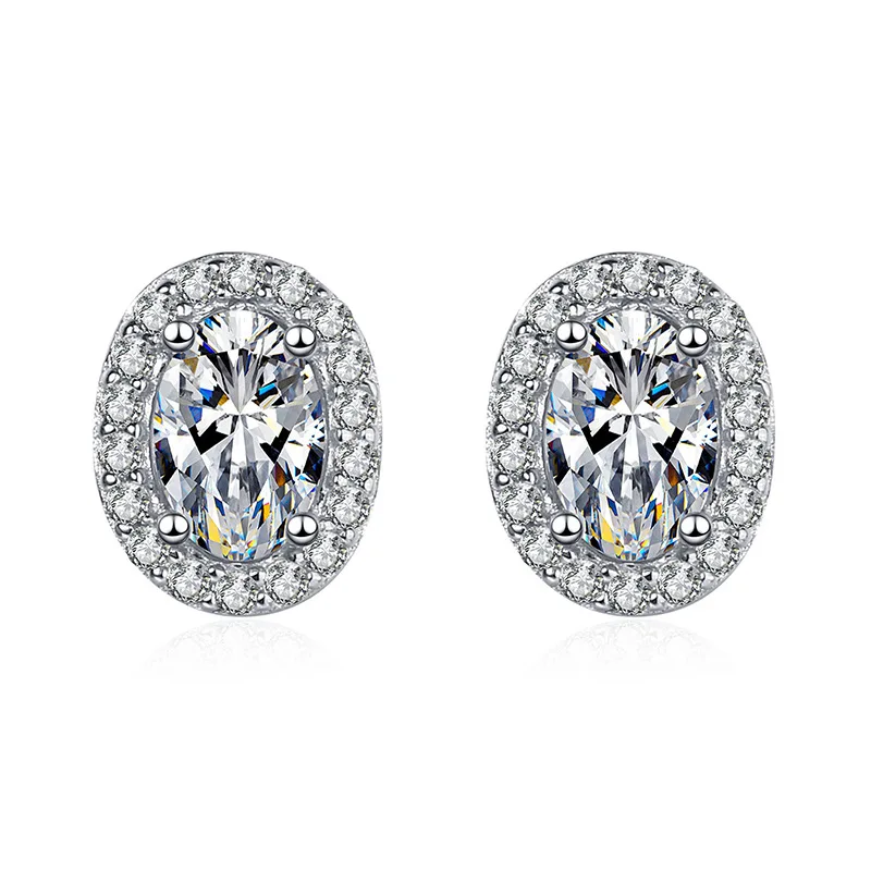 LioraGem D Color 0.5-1 Carat Oval Moissanite Stud Earrings for Women, Classic Egg-shaped Moissanite Stud Platinum PT950 Stamp