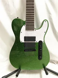 Metallic Green Granules 7-string electric Guitar Black accessories Closed pickup white guard plate free shipping