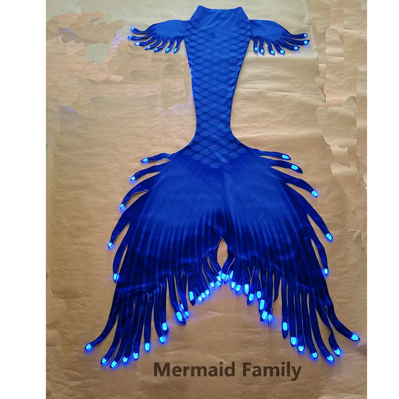 Rozświetl Mermaid Skin Tail odzież Shine Luminous ogon ryby sesja zdjęciowa pływanie nurkowanie bielizna kostium na Halloween Cosplay