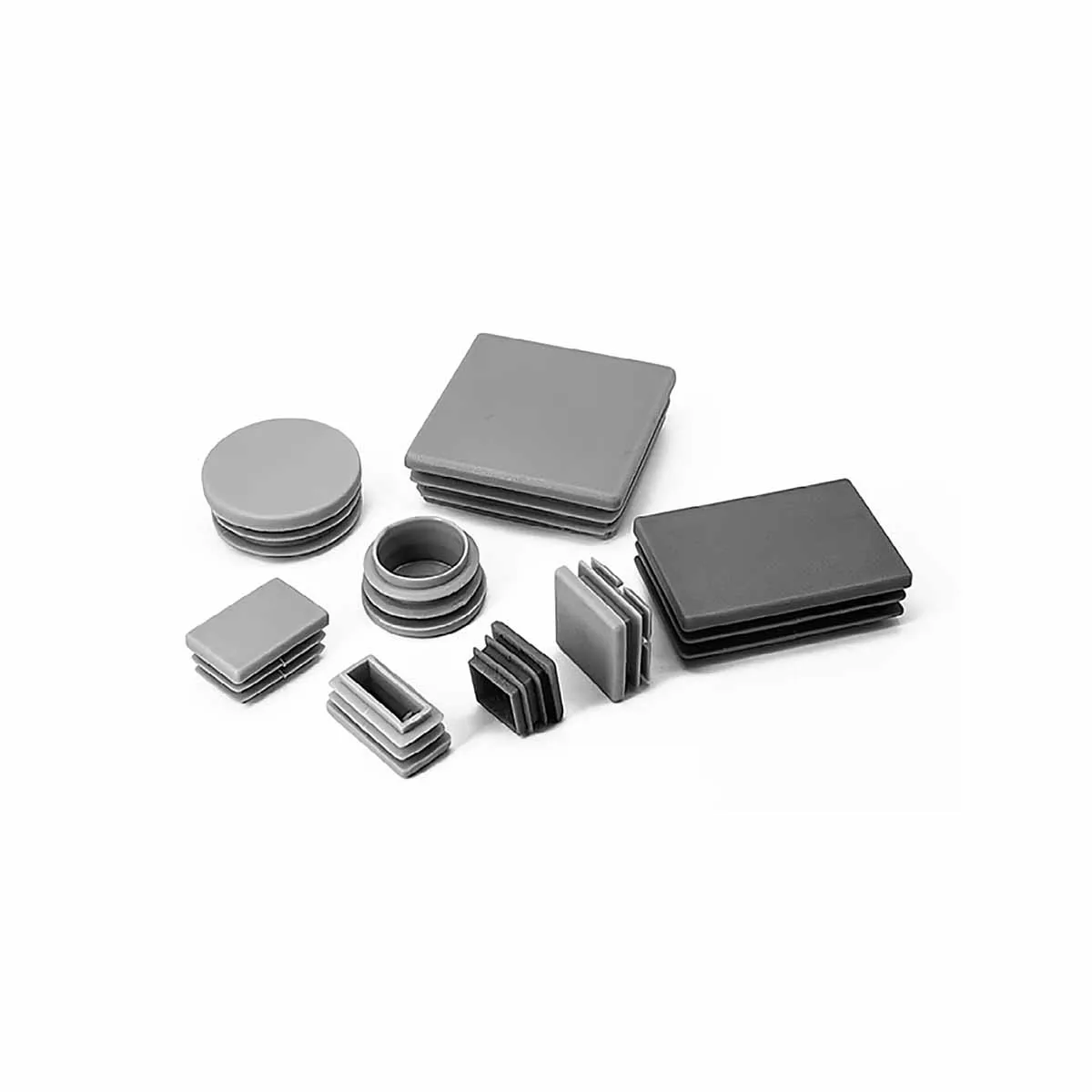 Gray Square Plastic Pipe Plug Stainless Steel Pipe Furniture Tables And Chairs Thickened Wear-Resistant Foot Pads