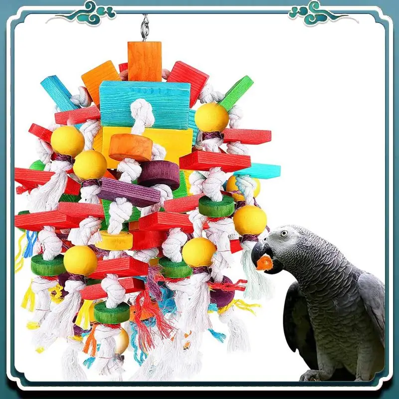 

Premium Multicolored Wooden Blocks Tearing Toys With Wood Beads,Best Bird Toys Fit For Parrot