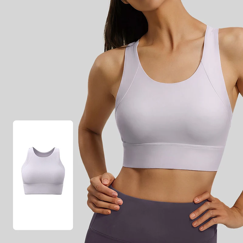 2026 Fashion Racerback Yoga Bras Women Shockproof Push Up High Impact Sports Bra Comfortable Soft Yoga Tank Top for Pilates