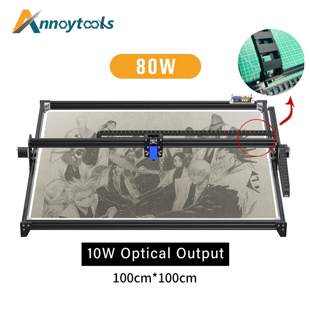 DIY100cm*100cm Work area Laser Engraver 80w Laser Module air assist Engraving Machine for Cutting Plywood Acrylic
