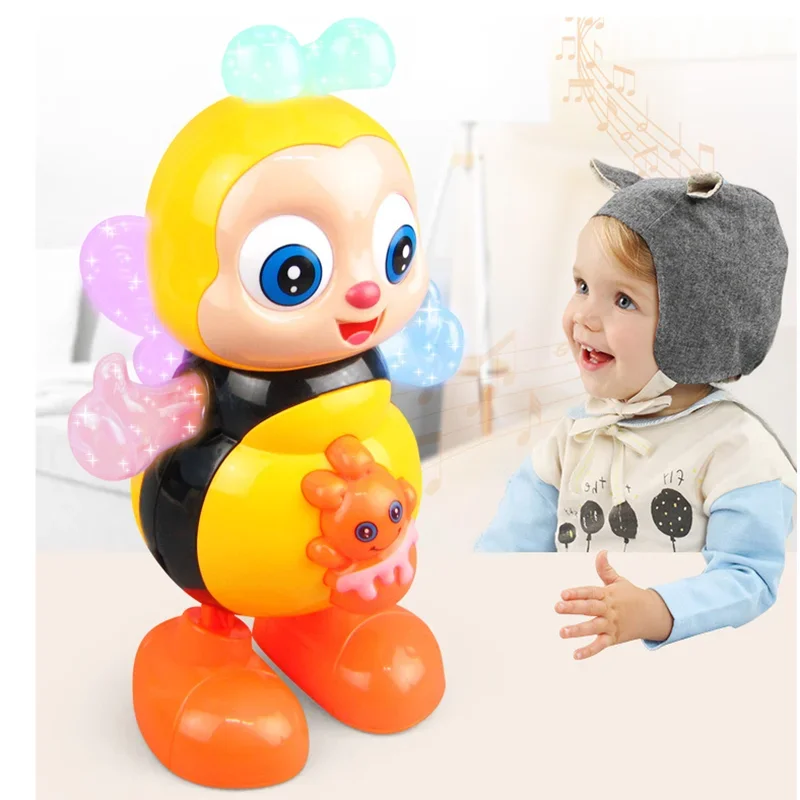 Brinquedo vocal dos desenhos animados abelha brinquedos elétricos com som flash iluminação cantar dança para meninas meninos crianças animais de estimação eletrônicos música brinquedo presentes