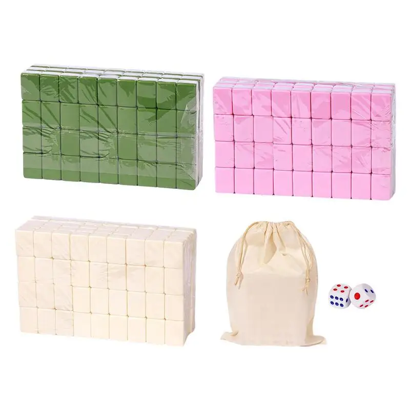 Mini Chinese Mahjong Sets With 146 Melamine & Large Storage Bag Traditional Board Game For Family Leisure Time