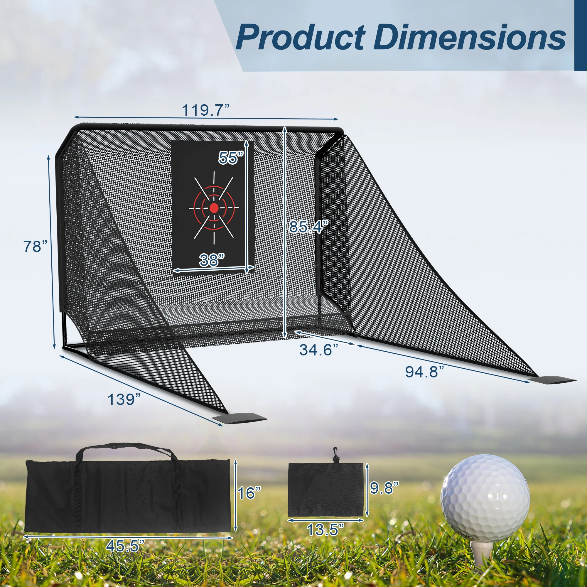 120×139×78インチのプロ用ゴルフ練習ネット、高速耐衝 - Practice Net Hitting のレビューと価格