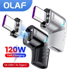 PD 120W Fast Charging Type C Magnetic Adapter 90 Degree Elbow Type C to USB C Magnet Converter For Samsung Laptop Macbook iPad
