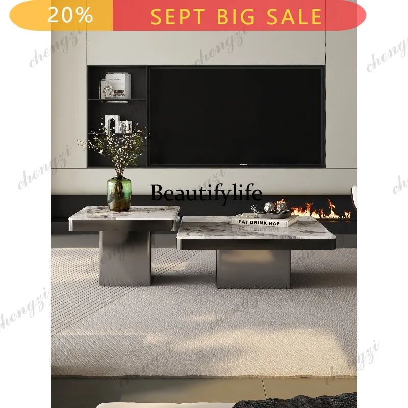 B178 Italian minimalist microcrystalline stone coffee table living room designer high-end marble coffee table