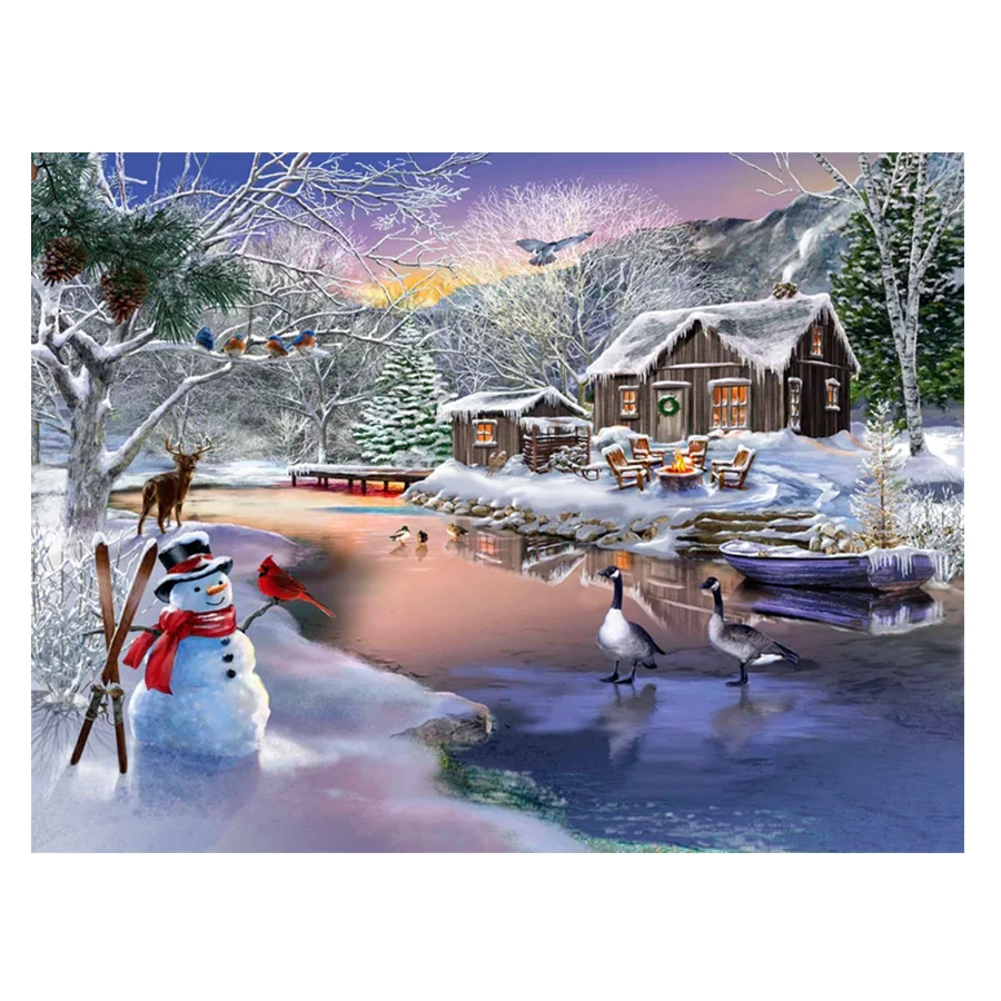 

5D Diamond Painting DIY Winter Cabin Diamond Embroidery Scenery Cross Stitch Kit Diamond Mosaic Rhinestone Picture Handmade