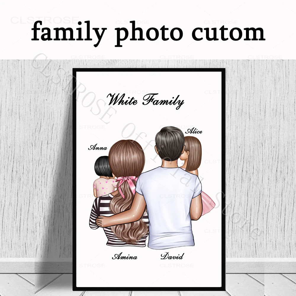 Custom Warm Family Poster Gift Personalised Canvas Painting Wall Art Pictures for Home Decor (Please Read Product Description)