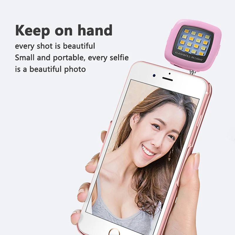 Mini 3.5mm Jack 16 Selfie Flash LED Lamp Portable Mobile Phone Photography Fill Light Rechargeable For Smartphone Photography