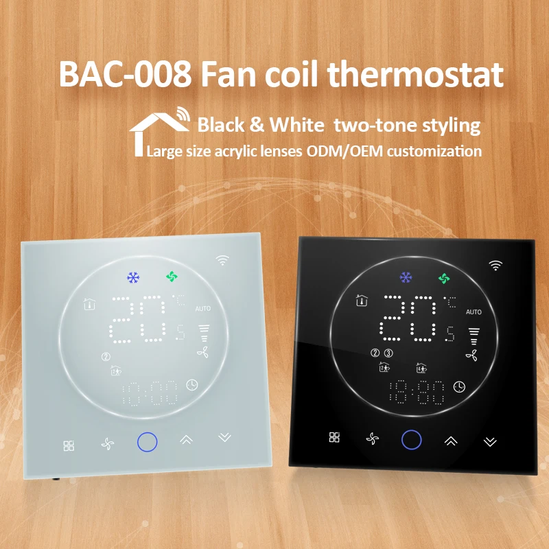 Beca BAC-008 Wifi Thermostat HVAC System Temperature Controller LCD Touch Screen Lora Wall-Mounted Air-Conditioner Heating