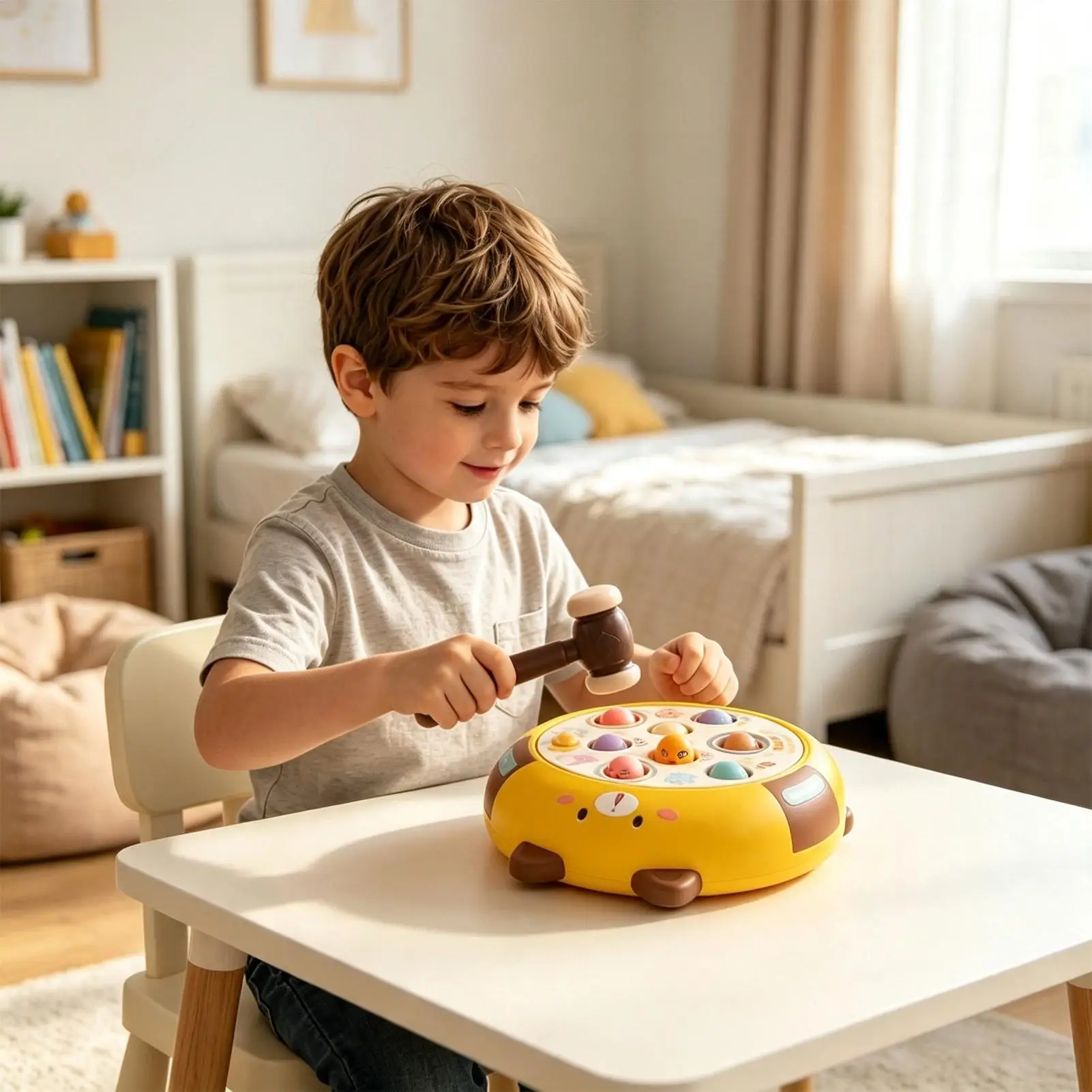 Board Games For Kids Electric Cartoon Bear Design Interactive Hammer Toy Table Games Kids For Boys Girls Home Party Birthday