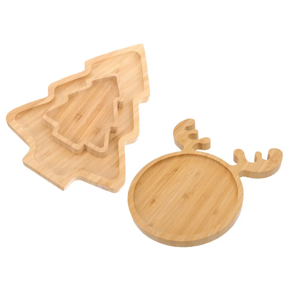 

3Pcs Xmas Tree Food Plate Christmas Deer Shaped Tray Multi Functional Serving Dish for Nuts Fruits Candies Appetizers Holiday