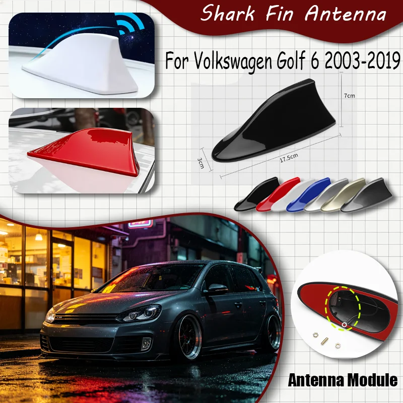 For Volkswagen Golf 6 2003-2019 Shark Fin Antenna FM Signal Super Aerials Amplifier Waterproof Signal Amplifier FM/AM Radio