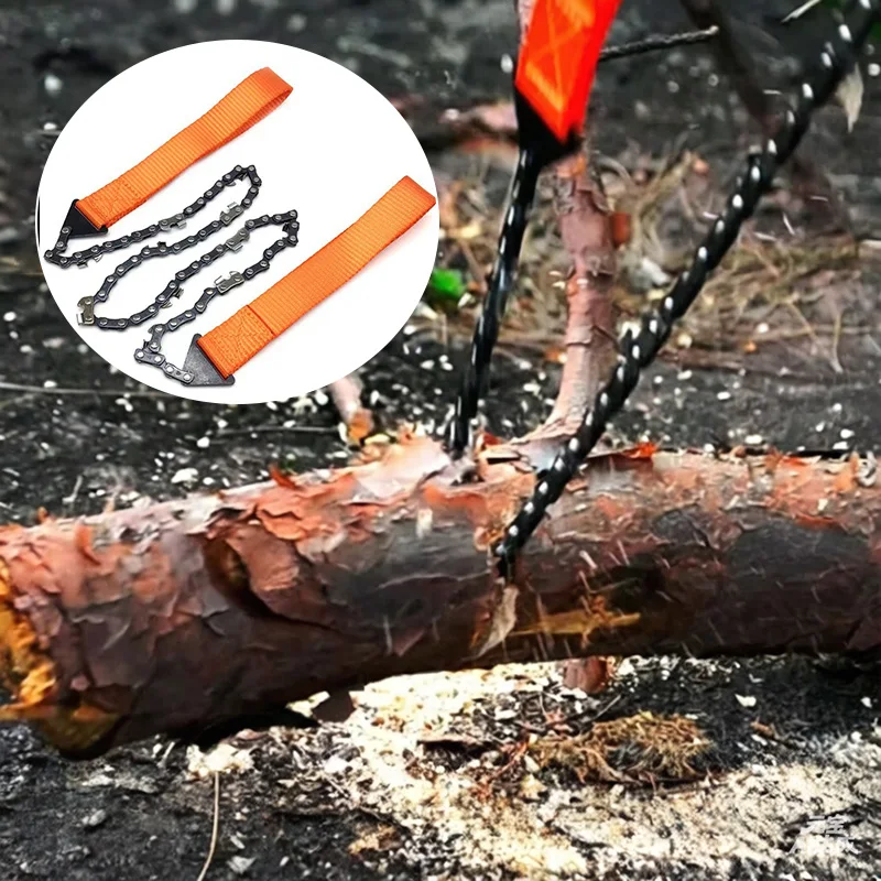 

11/33 Teeth Portable Pocket Chain Saw with Paracord Handle Folding Hand Rope Saw for Camping Hiking Tree Cutting Woodwork