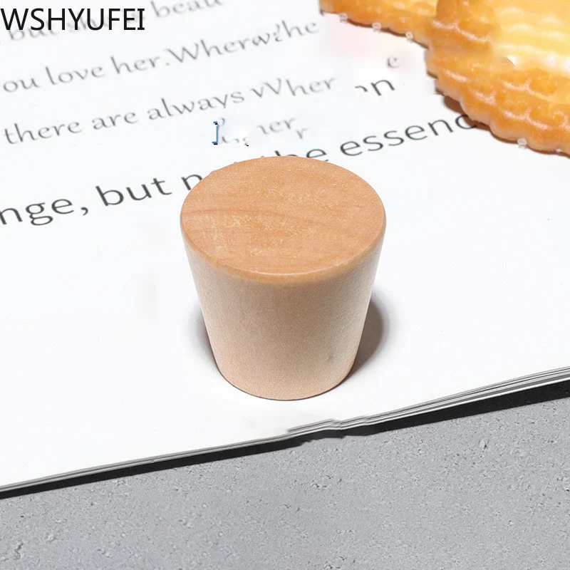 WSHYUFEI 10 Pcs Kitchen Cabinet Furniture Handle Natural Solid Wooden Wardrobe Cupboard Door Drawer Pull Handles Small Handle