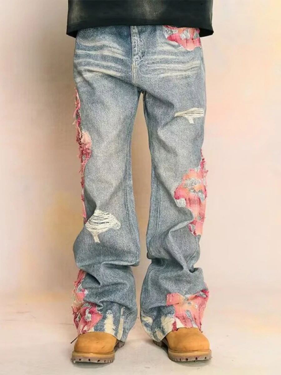 

Расклешенные джинсы в стиле хип-хоп High Street для лета, уличный дизайн, брюки для мытья полов, для улицы | Kpop Demon | Хэллоуин | Йор