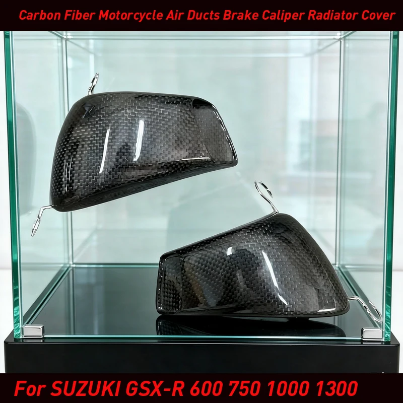 3KCarbon Fiber 108MM Motorcycle Front Caliper Radiator Cover Air Ducts Brake Cooling Mounting For SUZUKI GSX-R 600 750 1000 1300