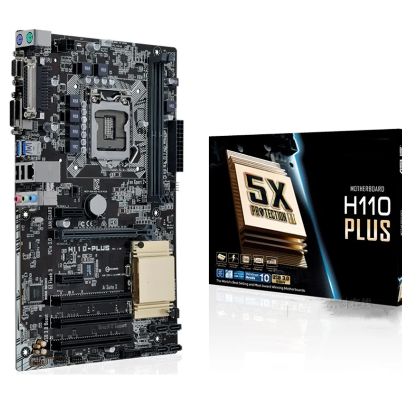 Desktopr Motherboard For ASUS H110-PLUS H110 LGA1151 32GB DDR4 2133 MHz USB 3.0 High Quality