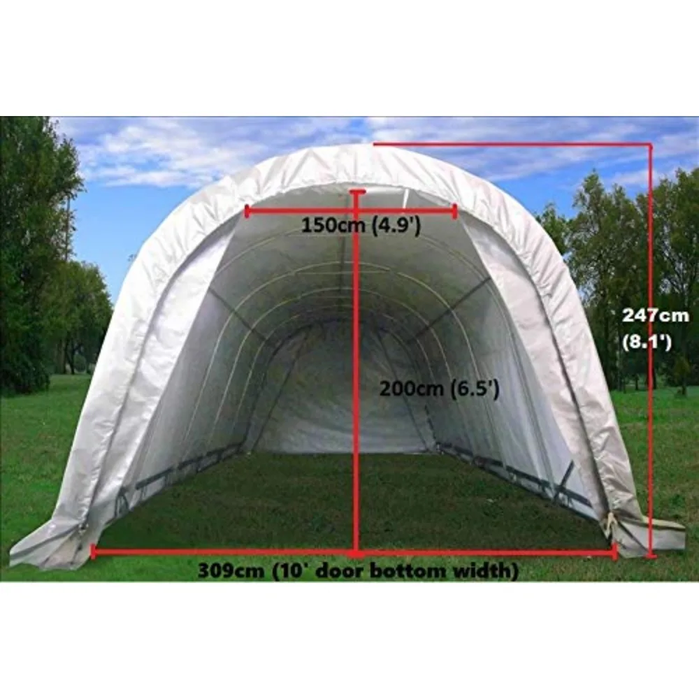 

20'x12' Heavy-duty Carport with Zippered Door, Galvanized Steel Frame and Waterproof PE Tarpaulin, Grey Portable Garage Canopy
