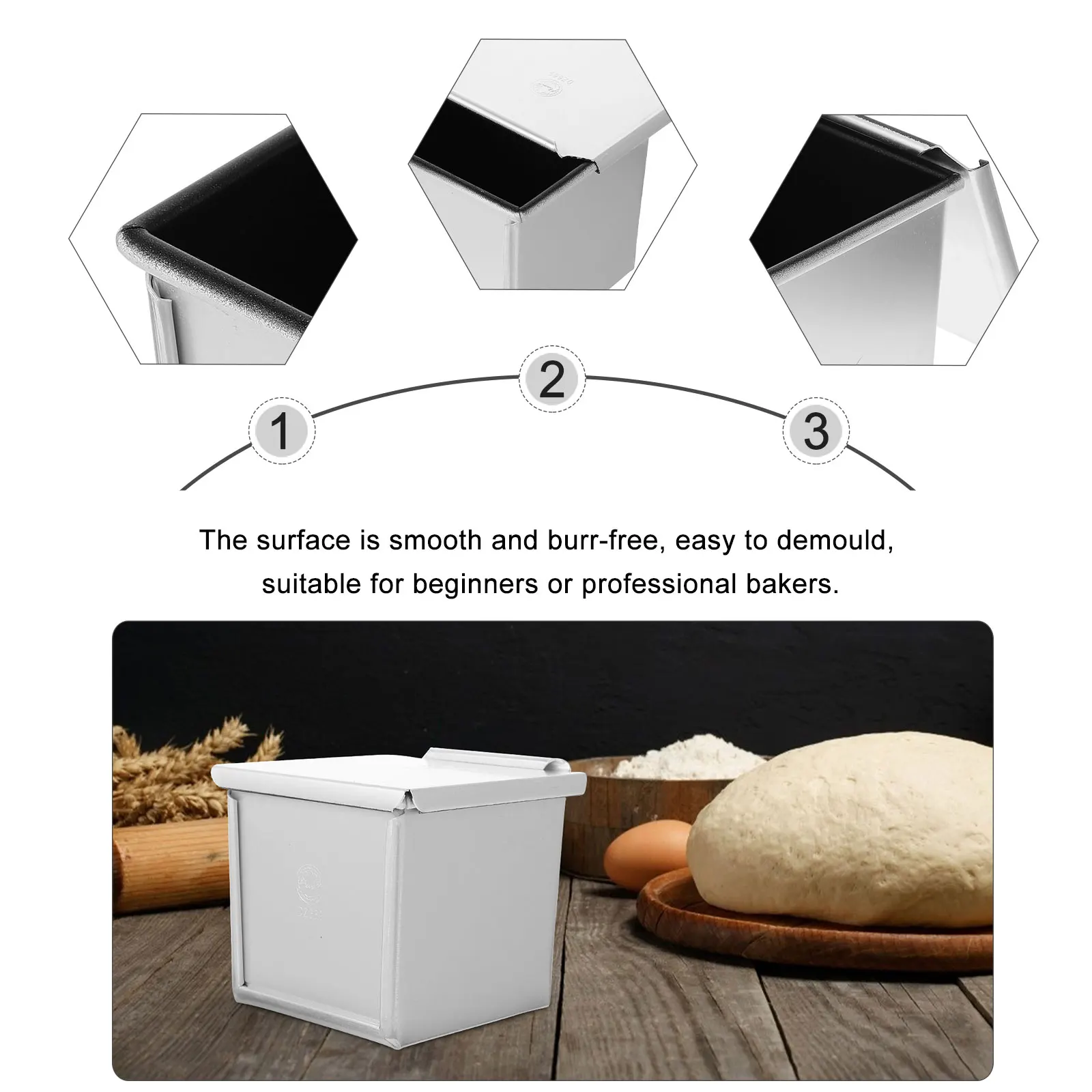 

Aluminum Alloy Bread Box Baking Mold Cover Non stick Toast Loaf Cake Mould Kitchen Bakeware Smooth Surface Easy Demould Beginner
