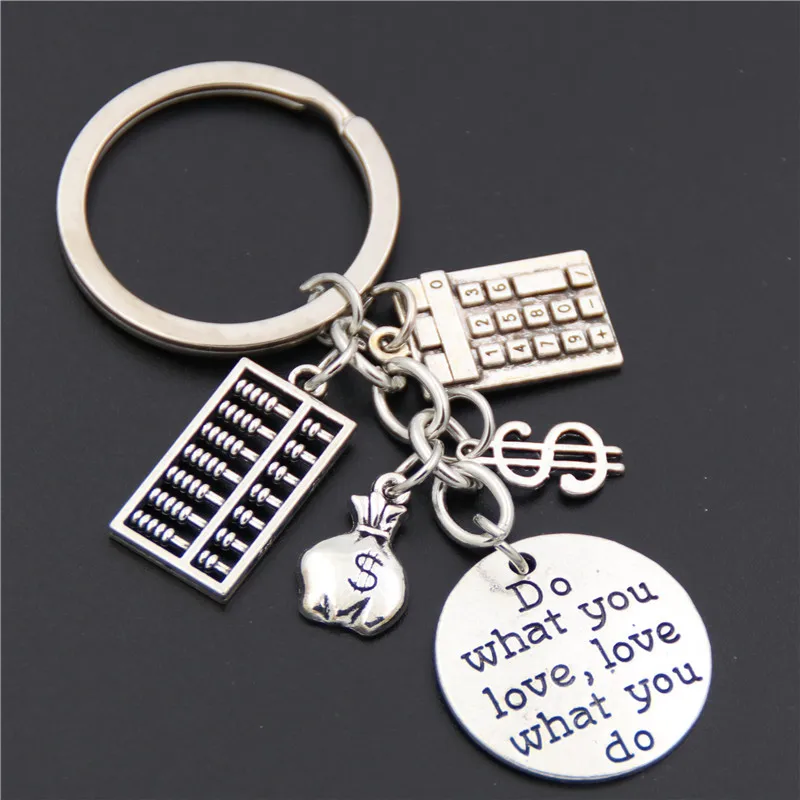 Do What You Love Abacus Calculator USD Money Bag DIY Good Luck Accounting Keychain