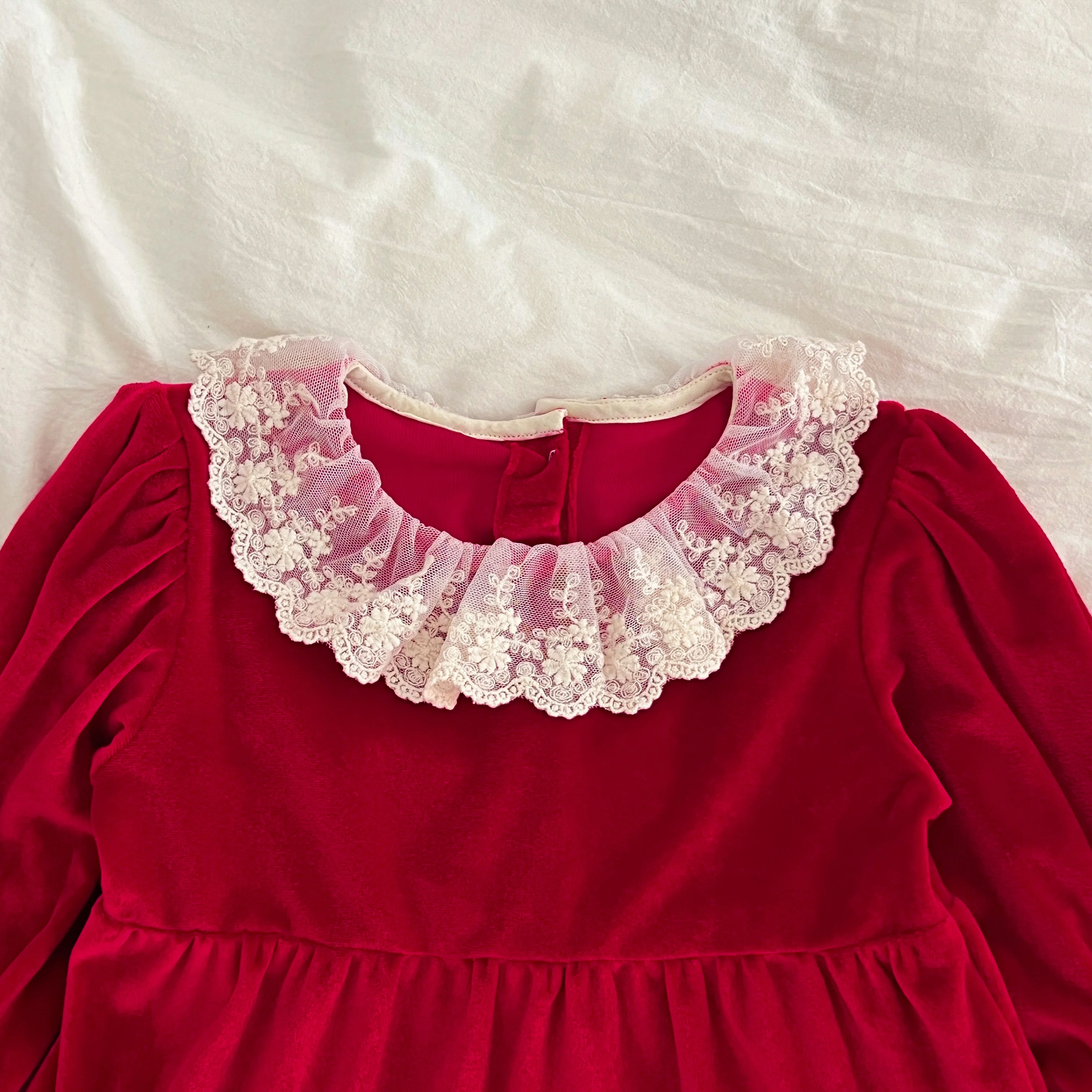 0-3Y Weihnachten Strampler Neugeborenen Kinder Baby Mädchen Rot Strampler Süße Rote Spitze Prinzessin Infant Neue Baby Mädchen Strampler kleidung – Detail 3