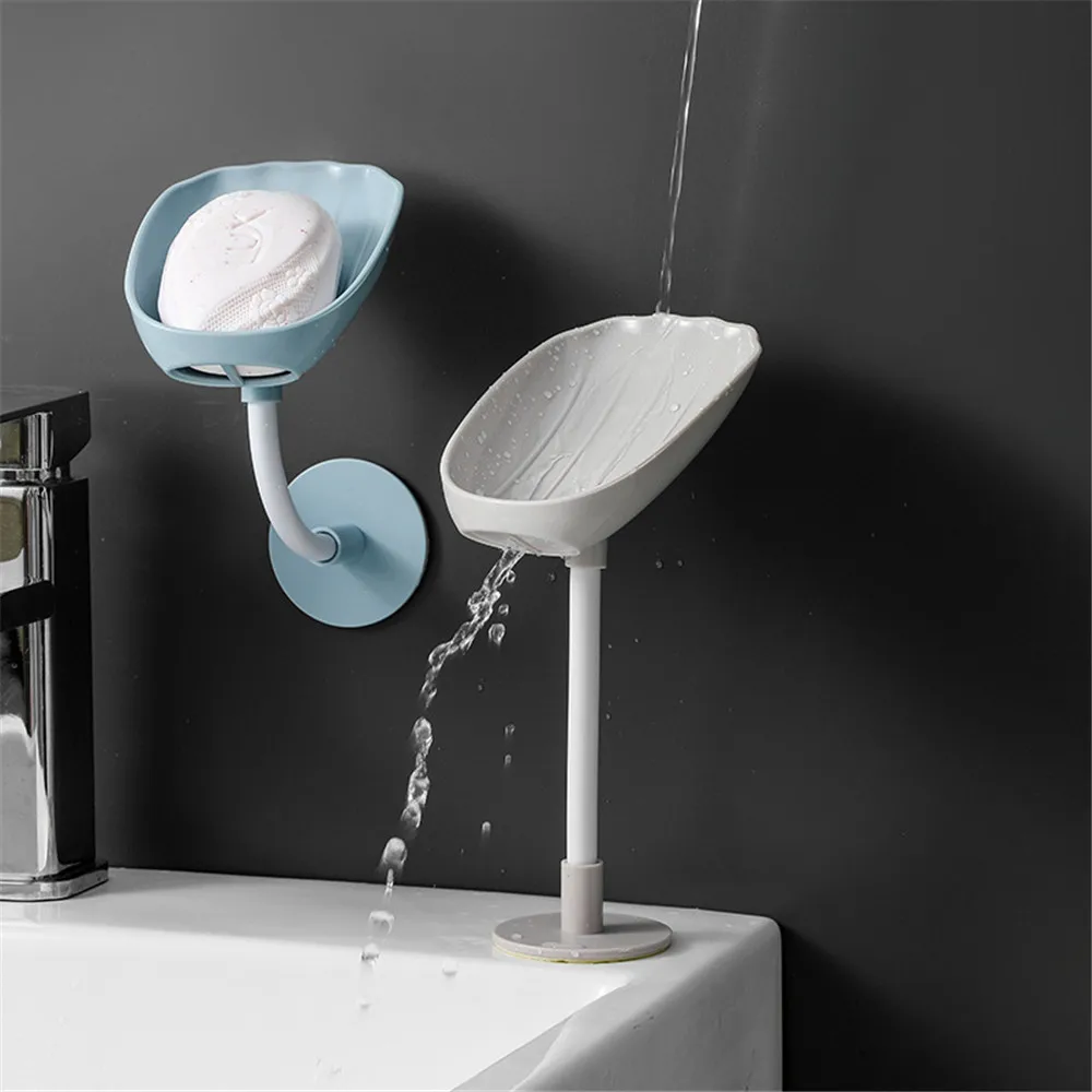 New Leaf Shape Soap Holder Suction Cup Sponge Dish Rack With Drain Water Bathroom Shelf For Home Storage Box Kitchen Accessorie