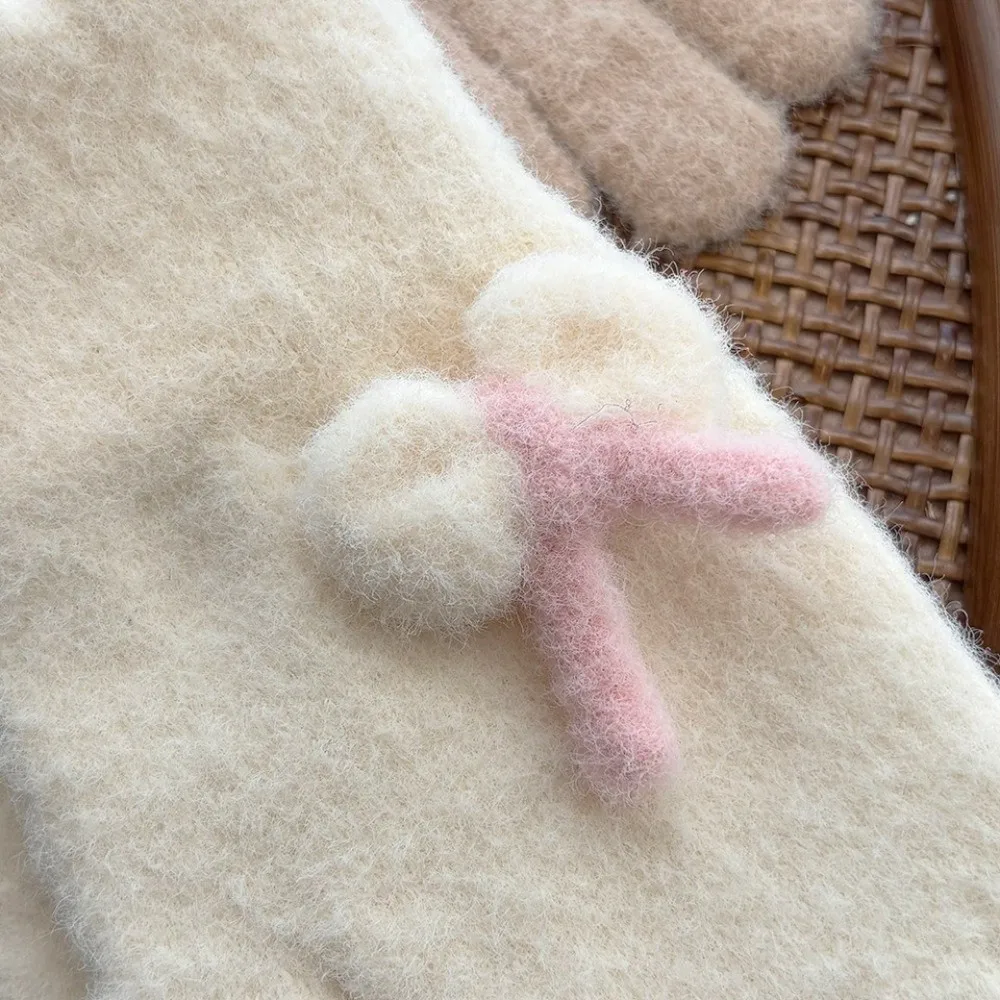 قفازات محبوكة سميكة لطيفة تحافظ على الدفء، قفازات مقاومة للبرودة، قفازات شتوية تعمل باللمس للنساء #5