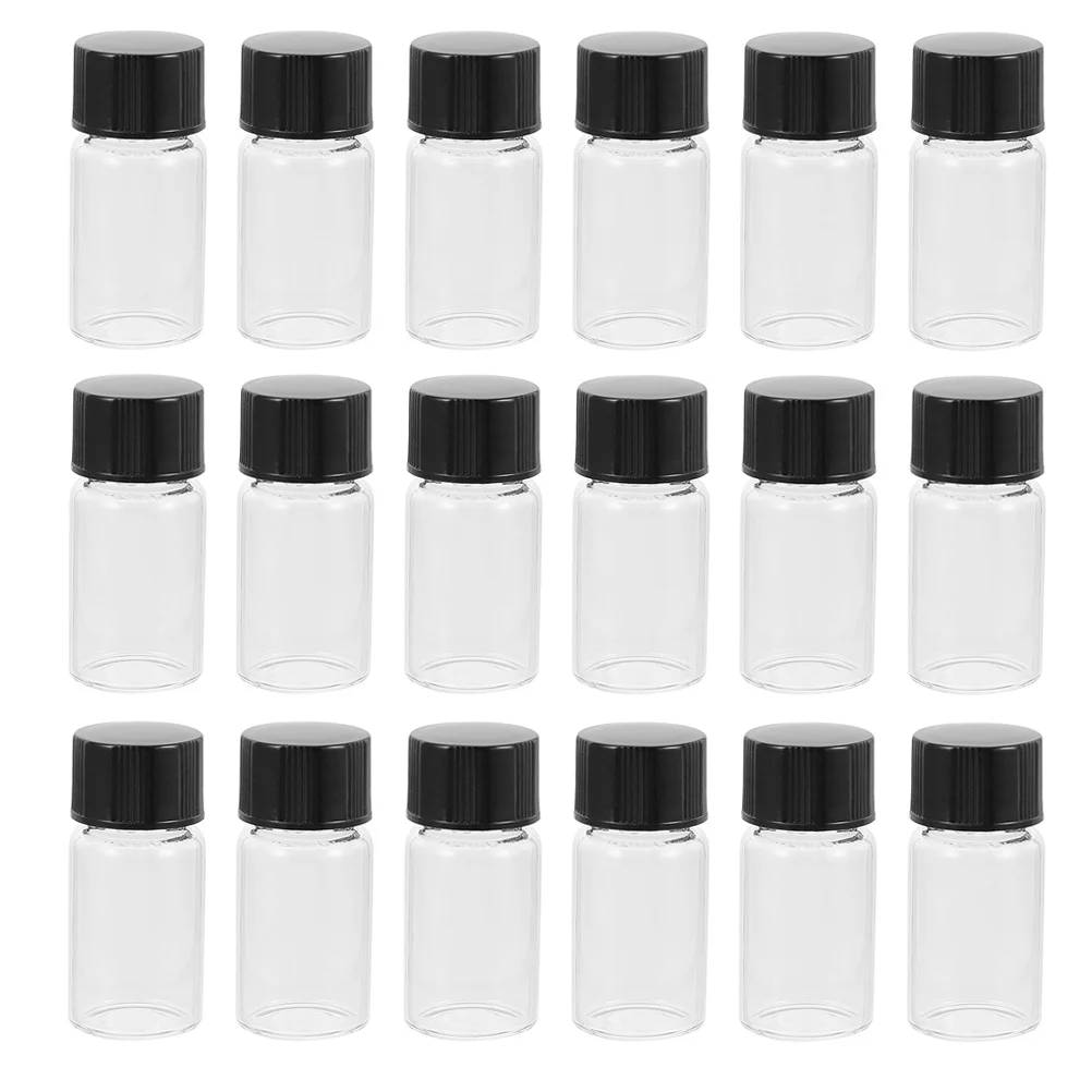 Garrafas de reagente de vidro 20 peças, 3ml, armazenamento de amostras, garrafas de vedação de laboratório, recipientes de reagente líquido, garrafa de amostragem