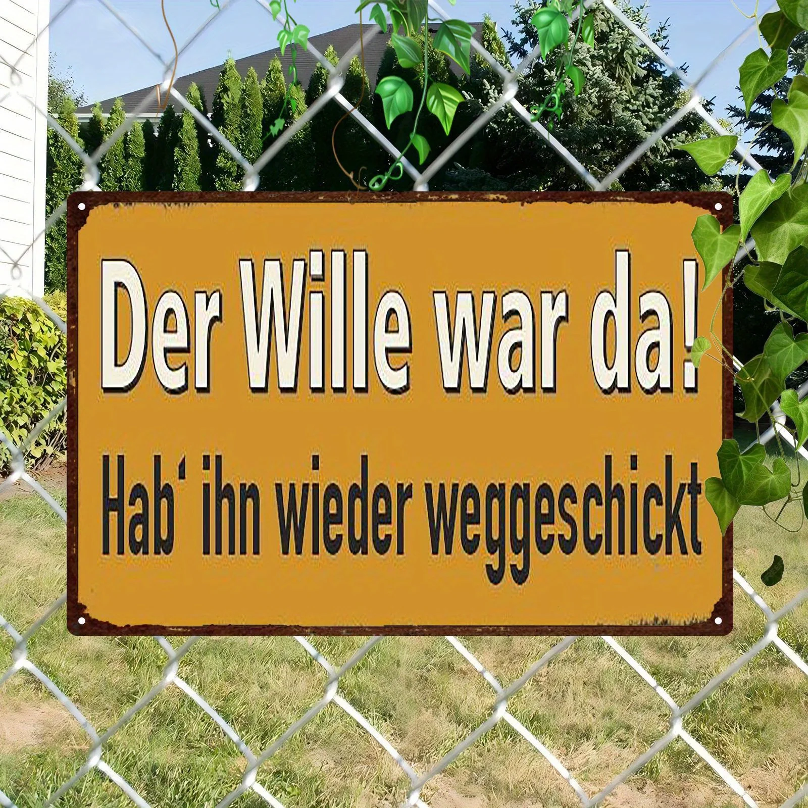 2D Flat  Decorative Wall Plaque Made of Aluminum, Crafted from a Single Piece, Featuring The German  for Rustic Home, Office