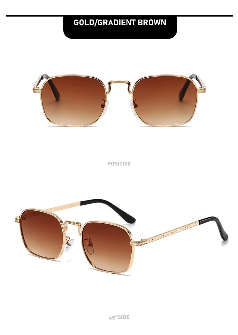 Neue trendige metallische personalisierte vielseitige Herren-Sonnenbrille mit rechteckigen Rahmen im Retro-Stil für Damen 2402 – Detail 15