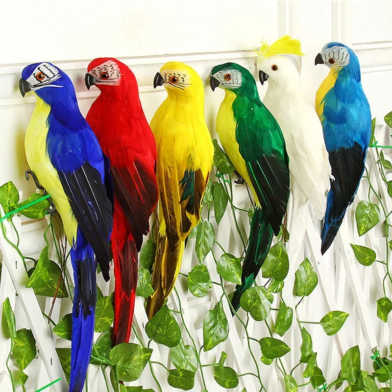 25/35cm Handmade Simulation Parrot Creative Feather Lawn Figurine Ornament Animal Bird Garden Bird  Prop Decoration Miniature